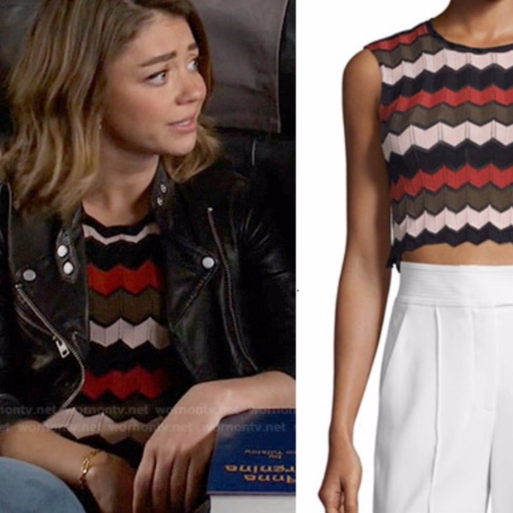 A.L.C. Zig Zag Chevron Knit Top Crop Tank